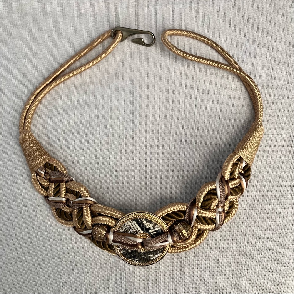 Vintage Stretch Braided Belt Gold Color Size M by Prima Collections